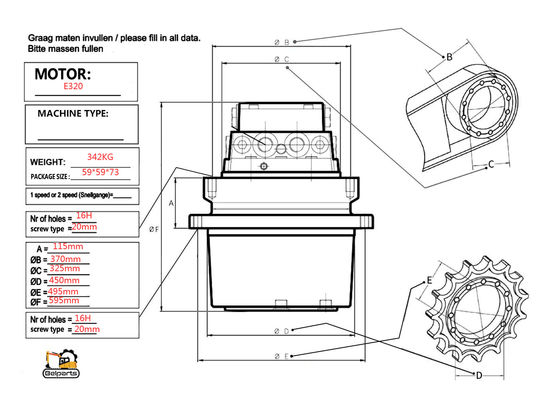 قطع غيار الحفر E322C E324D E325C E325D محرك السفر Assy 199-4521