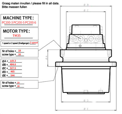 قطاعات كوماتسو الحفر PC200-8 محرك السفر Assy 20Y-27-00500 20Y-27-00501 محرك القيادة النهائية