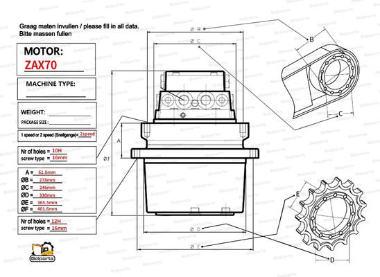 هيتاشي EX60-2 ZX70 EX75 EX60-5 محرك سفر الحفر 9069509